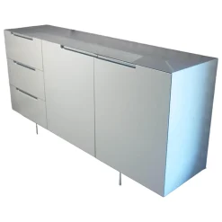 Interlübke Kommoden & Sideboards|Sideboard Mell Lack Matt Flintgrau Platte Esche Achat Untergestell Verchromt