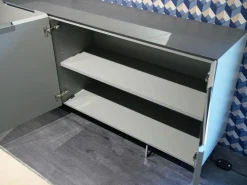 Interlübke Kommoden & Sideboards|Sideboard Mell Lack Matt Flintgrau Platte Esche Achat Untergestell Verchromt