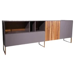 Anrei Kommoden & Sideboards|Sideboard Mileto Astnussbaum Massiv Lack Zartbitter Anthrazit Inklusive Beleuchtung