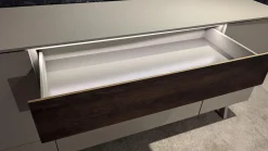 Gwinner Kommoden & Sideboards|Sideboard Missano Lack Seidenmatt Fango Grau Akzente Balkeneiche Struktur Terra Mit LED Beleuchtung
