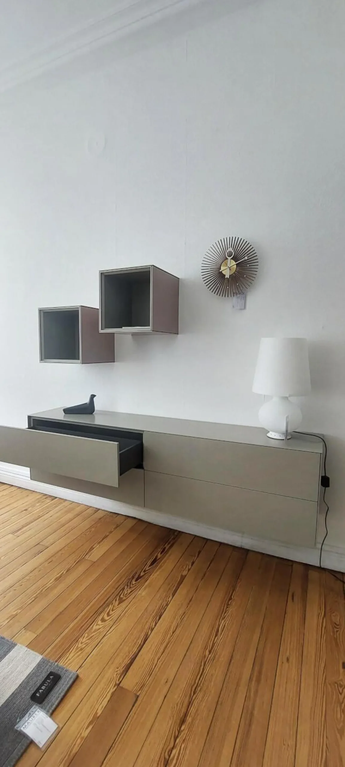 form1 Kommoden & Sideboards|Sideboard Mit 2 Offenen Regalen MDF A 12 Stone Grau Und A 30 Rose Rosa Matt Lackiert Griff Push To Open