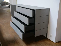 WK Wohnen Kommoden & Sideboards|Sideboard Modell Wk 420 Viva in Eiche Grau Mattglas Lack Schwarz mit push top open