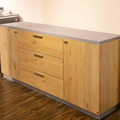 Hartmann Kommoden & Sideboards|Sideboard MR Tomeo Kerneiche Natur Massiv Griffe Aluminium