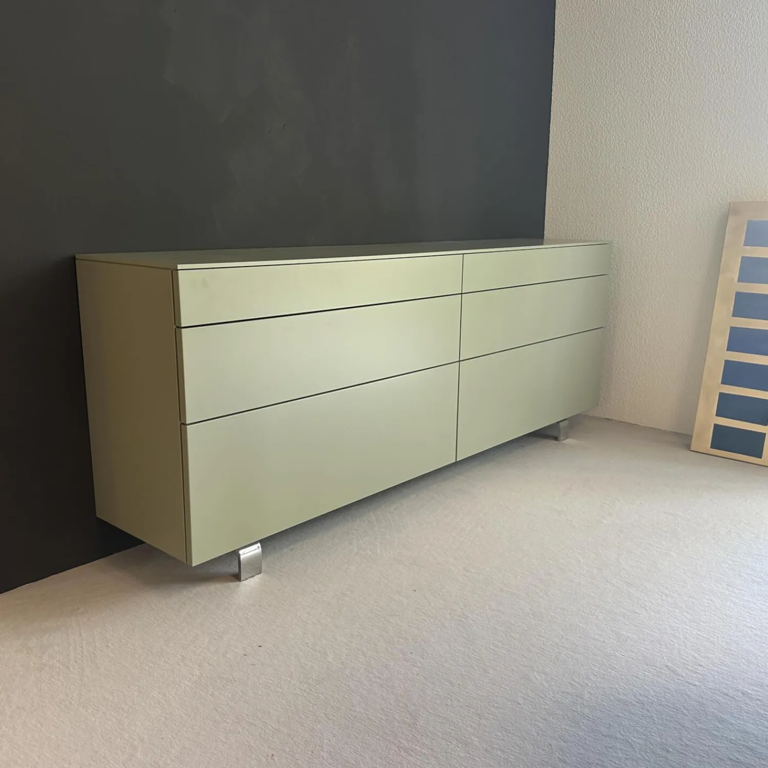 Hülsta Kommoden & Sideboards|Sideboard Neo Lack NCS S4010 Mintgrün Grün Matt Gestell Metall Chrom Glänzend