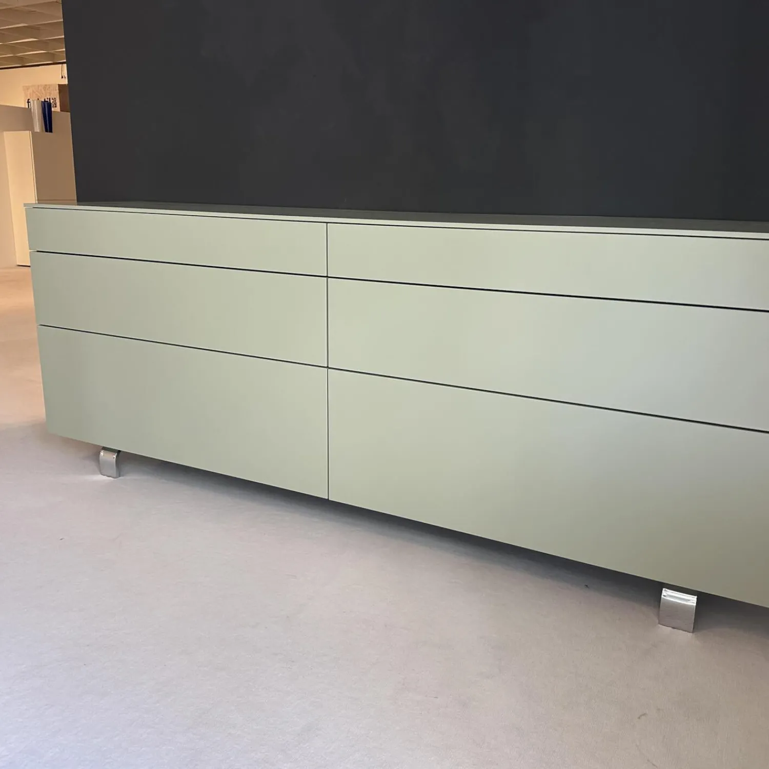 Hülsta Kommoden & Sideboards|Sideboard Neo Lack NCS S4010 Mintgrün Grün Matt Gestell Metall Chrom Glänzend