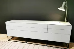 Piure Kommoden & Sideboards|Sideboard Nex Side Cool Grey Grau Hochglanz mit 2 Schubladen