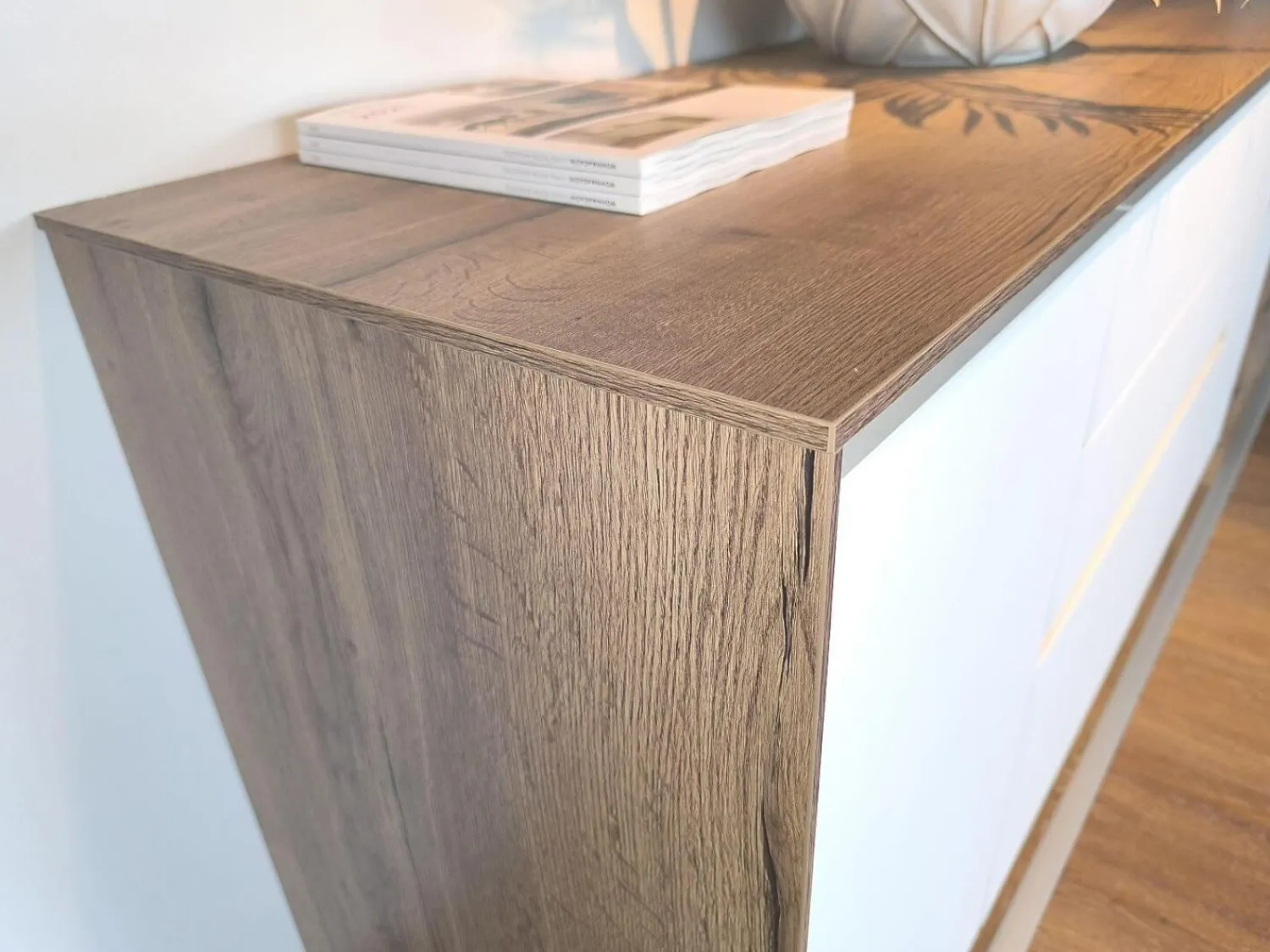 Nobilia Kommoden & Sideboards|Sideboard Nizza Front Lacklaminat 967 Alpinweiß Weiß Ultramatt Korpus Eiche Havanna Nachbildung