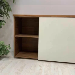 Ruoss Kommoden & Sideboards|Sideboard Nussbaum Glas Weiß Lackiert 9010 mit Hängeelement Claron
