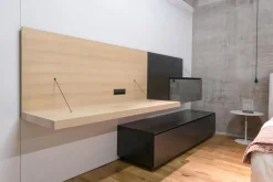 B&B Italia Regale|Kommoden & Sideboards|Sideboard Pab Bodenstehend Regalsystem Wandhängend Schwarz Matt 3764E Lackiert Und Eiche Hell Gebürstet