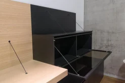 B&B Italia Regale|Kommoden & Sideboards|Sideboard Pab Bodenstehend Regalsystem Wandhängend Schwarz Matt 3764E Lackiert Und Eiche Hell Gebürstet