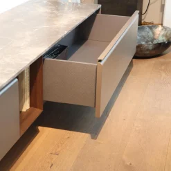 Molteni & C Kommoden & Sideboards|Sideboard Password Evolution Abdeckplatte Marmorplatte Orientgrau Korpus Melamin Batik Schiefergrau Gestell Zinnfarbig