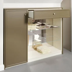 Cabinet Kommoden & Sideboards|Sideboard Pinato Mattlack Braun RAL Pianto Knoptgriffe Alusilber Glasböden