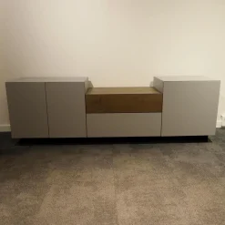 Vifian Kommoden & Sideboards|Sideboard Pure Lack Kopenhagen Grau Matt Schubaldenaufsatz MDF Schwarz Eiche Vergraut