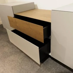 Vifian Kommoden & Sideboards|Sideboard Pure Lack Kopenhagen Grau Matt Schubaldenaufsatz MDF Schwarz Eiche Vergraut