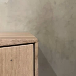 Anrei Kommoden & Sideboards|Sideboard Puro Wave Massivholz Eiche Weiß Geölt Rückwand Lichtgrau Lackiert Sideboard Puro Wave Massivholz Massivholz Eiche Weiß Geölt Rückwand Lichtgrau Lackiert