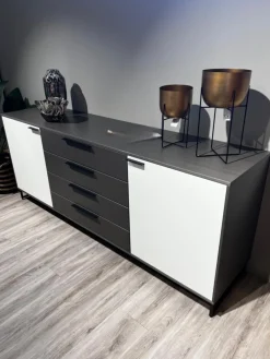 Musterring Kommoden & Sideboards|Sideboard 2R Kara Frame Lack Weiß Und Mantelseiten Feinschliff Grigio Schwarz