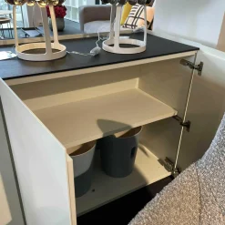 Interlübke Kommoden & Sideboards|Sideboard Raumteiler Jorel Lack Kristallweiß Abdeckplatte Eiche Dunkel