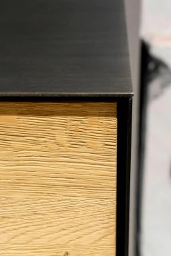 Riva Kommoden & Sideboards|Sideboard Rialto Fly Metal Fronten Eiche Vintage B3 Korpus und Wangen Eisen Titan Effekt