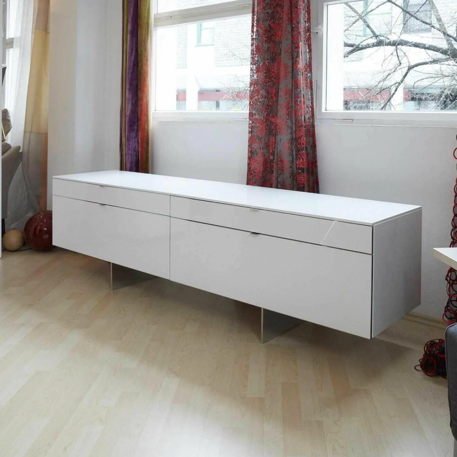 Piure Kommoden & Sideboards|Sideboard Side H o1 Hochglanz Weiß Kufengestell
