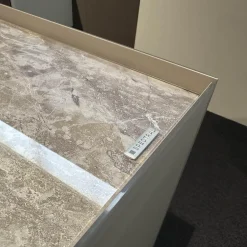 Spectral Smart Furniture Kommoden & Sideboards|Sideboard Side Korpus Smart Lack Pepple Grau Front Glas Pepple Grau Deckplatte Glas Marmor Travertin Beige Glänzend