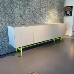 Kettnaker Kommoden & Sideboards|Sideboard Soma Beton Optik Grau Gestell Rundrohr Leuchtgelb Gelb Grün