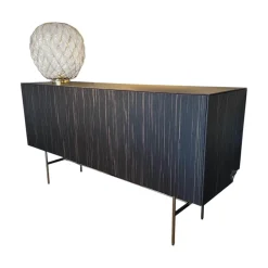 Kettnaker Kommoden & Sideboards|Sideboard Soma Front Relief Maron Braun Korpus Lack Rubinrot Rot Abdeckplatte Fenix Schwarz Gestell Schwarz Chrom