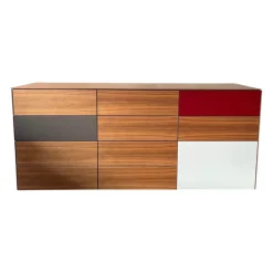 Kettnaker Kommoden & Sideboards|Sideboard Soma Nussbaum Front Lack Taupe Matt Grau Rot Weiß Mit Schubladen Und Tür Mit Regalboden