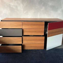 Kettnaker Kommoden & Sideboards|Sideboard Soma Nussbaum Front Lack Taupe Matt Grau Rot Weiß Mit Schubladen Und Tür Mit Regalboden