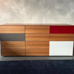 Kettnaker Kommoden & Sideboards|Sideboard Soma Nussbaum Front Lack Taupe Matt Grau Rot Weiß Mit Schubladen Und Tür Mit Regalboden