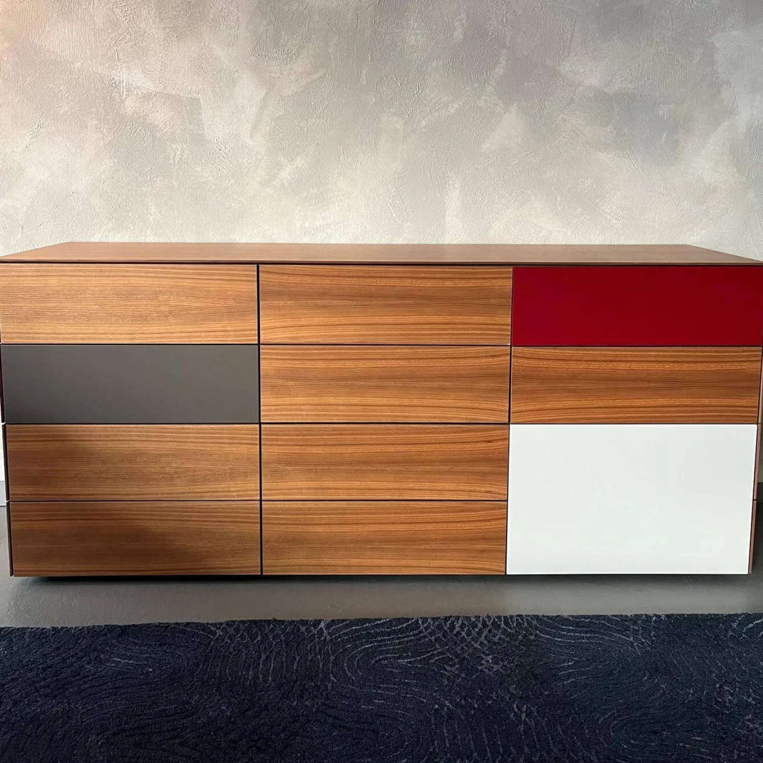 Kettnaker Kommoden & Sideboards|Sideboard Soma Nussbaum Front Lack Taupe Matt Grau Rot Weiß Mit Schubladen Und Tür Mit Regalboden