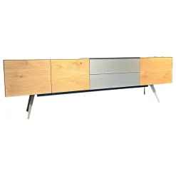 Scholtissek Kommoden & Sideboards|Sideboard Talio Knorrige Eiche Puro Geölt Floatglas 137 Platin Grau Matt