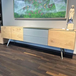 Scholtissek Kommoden & Sideboards|Sideboard Talio Knorrige Eiche Puro Geölt Floatglas 137 Platin Grau Matt