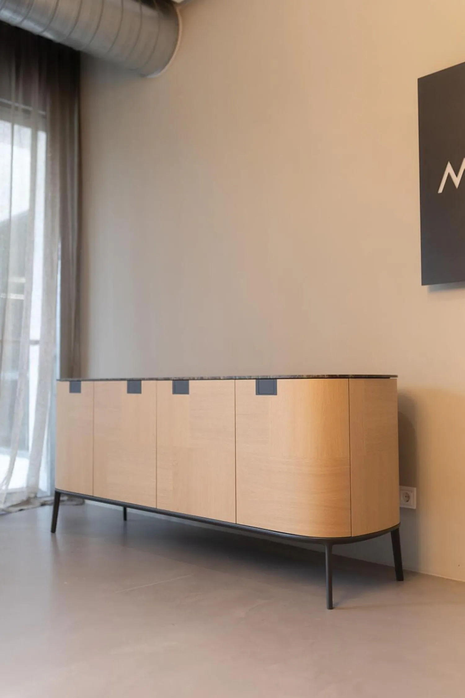 B&B Italia Kommoden & Sideboards|Sideboard Tesaurus Front Eiche Hell Innen Ahorn Frise Abdeckplatte Marmor Emperador Grau