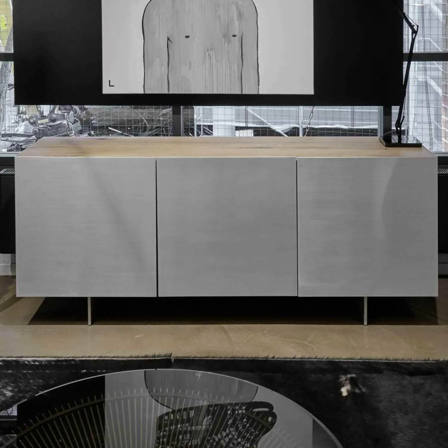 Zoom by Mobimex Kommoden & Sideboards|Sideboard Tix 3 Ulme Aluminium Gebürstet Eloxiert 3-Türig