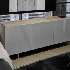 Zoom by Mobimex Kommoden & Sideboards|Sideboard Tix 3 Ulme Aluminium Gebürstet Eloxiert 3-Türig