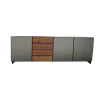 Scholtissek Kommoden & Sideboards|Sideboard Tratum Front Glas MO 137 Platin Matt Knorrige Eiche Natur Geölt Bareinteilung Links
