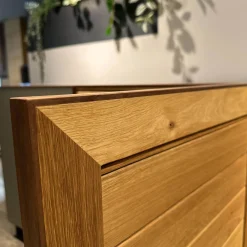 Scholtissek Kommoden & Sideboards|Sideboard Tratum Knorrige Eiche Massiv Floatglas Matt 137 Platin Grau Inklusive Bareinteilung Und Barfach Verspiegelt