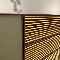 Scholtissek Kommoden & Sideboards|Sideboard Tratum Knorrige Eiche Massiv Floatglas Matt 137 Platin Grau Inklusive Bareinteilung Und Barfach Verspiegelt