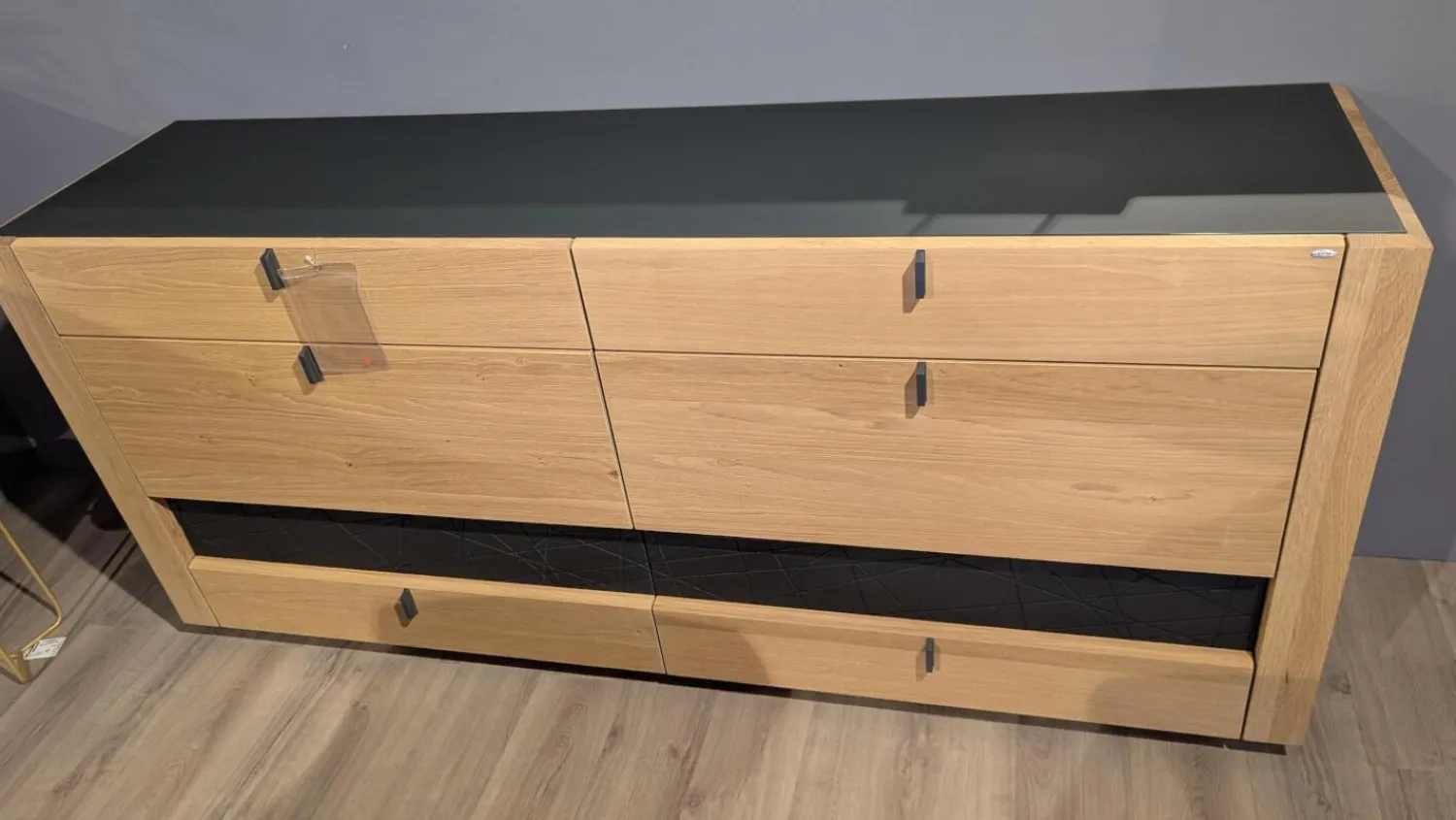 Voglauer Kommoden & Sideboards|Sideboard V-Aura Eiche Geölt Akzent Lärche Schwarz mit LED-Beleuchtung