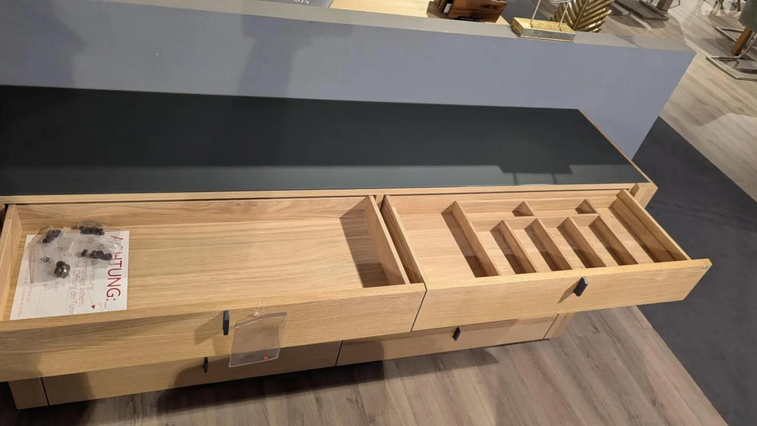 Voglauer Kommoden & Sideboards|Sideboard V-Aura Eiche Geölt Akzent Lärche Schwarz mit LED-Beleuchtung