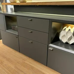 Venjakob Kommoden & Sideboards|Sideboard Vitus Lack Schiefergrau Matt Mit Aufsatzkonsole Eiche Rustico Hell Geölt