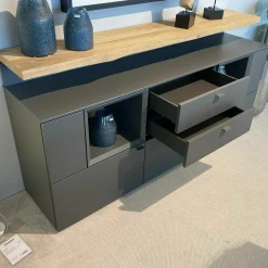 Venjakob Kommoden & Sideboards|Sideboard Vitus Lack Schiefergrau Matt Ablage Eiche Rustico Hell Geölt