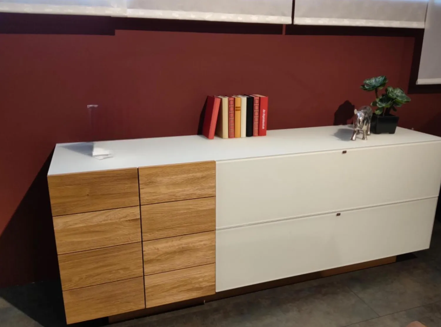 Voglauer Kommoden & Sideboards|Sideboard V-Montana Wildeiche Deckplatte Weißglas Satiniert