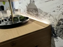 Voglauer Kommoden & Sideboards|Sideboard Vtektura TESH19H Echtholzfurnier Wildeiche Rustiko Schwarz Front Glas Firneis White Weiß Abdeckplatte Echtholzfurnier Inklusive Beleuchtung