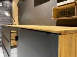 WK Wohnen Kommoden & Sideboards|Sideboard WK 490 Baristo Asteiche Massiv Natur Belassen Geölt Front Farbglas Anthrazit Mit LED Beleuchtung
