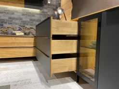 WK Wohnen Kommoden & Sideboards|Sideboard WK 490 Baristo Asteiche Massiv Natur Belassen Geölt Front Farbglas Anthrazit Mit LED Beleuchtung