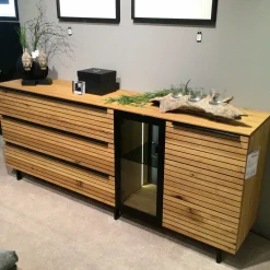 WK Wohnen Kommoden & Sideboards|Sideboard WK490 Baristo 180152 Asteiche Natur Anthrazit Farbglas Satiniert