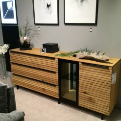 WK Wohnen Kommoden & Sideboards|Sideboard WK490 Baristo 180152 Asteiche Natur Anthrazit Farbglas Satiniert