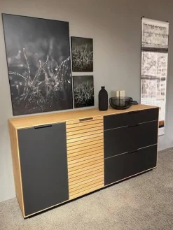 Wöstmann Kommoden & Sideboards|Sideboard WM 2320 Erle Front Mattglas Carbon Schwarz Sockel Carbonfarbig