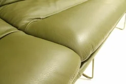 KFF Bänke|Sitzbank Arva 3,5-Sitzer Leder Sauvage Avocado 8116 Grün Drahtkufengestell Struktur Olive